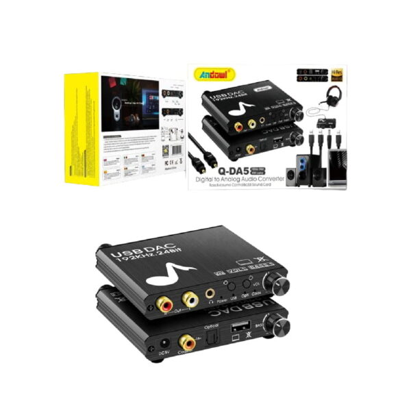 Andowl Μετατροπέας Coaxial / Toslink / USB-A female σε RCA female Q-DA5 - Digital Analog Audio Converter