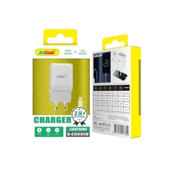 Andowl Φορτιστής κινητού με καλώδιο Lightning Q-CD690B - Mobile charger with Lightning cable