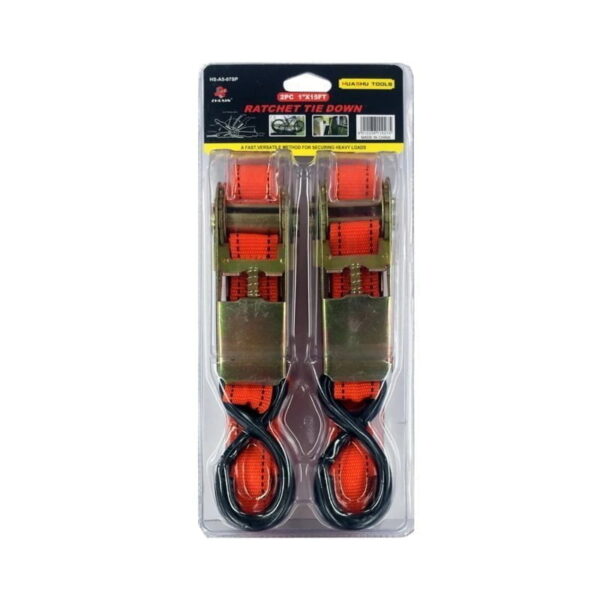 Zhexin Ιμάντας φορτίων 2τεμ 1" x 15FT - Λουριά για στερέωση φορτίου HS-A5-07SP - Ratchet tie