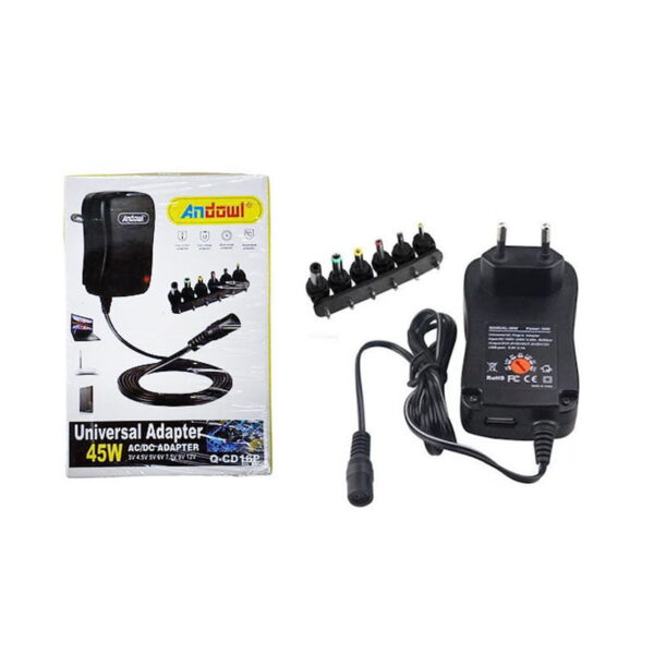Andowl Ρυθμιζόμενο Universal Τροφοδοτικό 3 έως 12V 45W με 6 βύσματα Q-CD16P- Universal Adapter