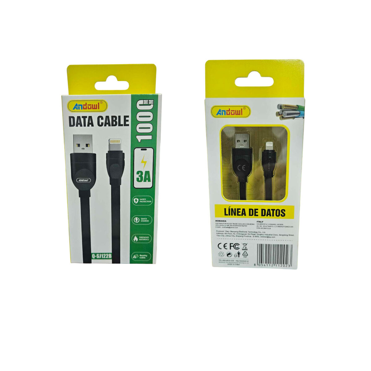 Andowl Καλώδιο δεδομένων Lighting σε USB 3Α Q-SJ122B - Data Cable - Image 1