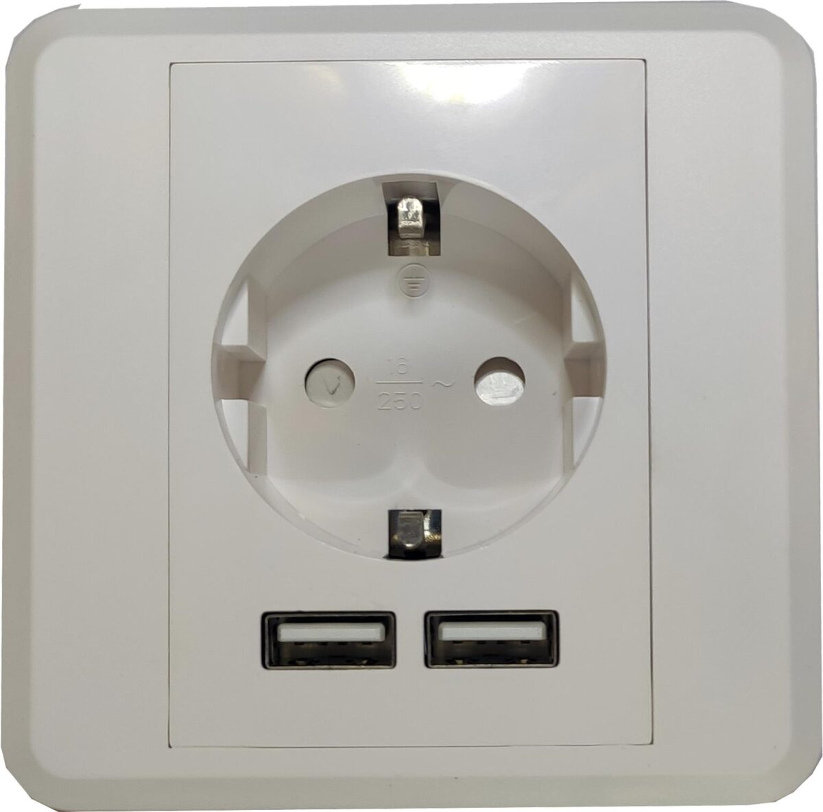 NG ΠΡΙΖΑ ΤΟΙΧΟΥ ME 2 USB PORTS, 2.4A, ΛΕΥΚΟ - Image 1