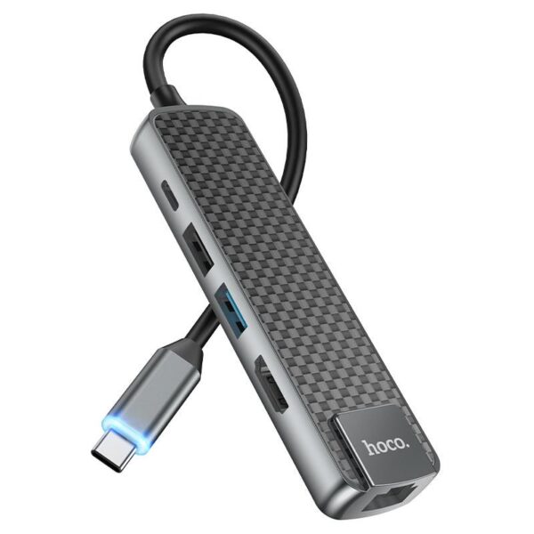 HOCO HB23 HUB EASY VIEW TYPE-C Η ΣΕ HDMI+USB3.0+USB2.0+RJ45+PD