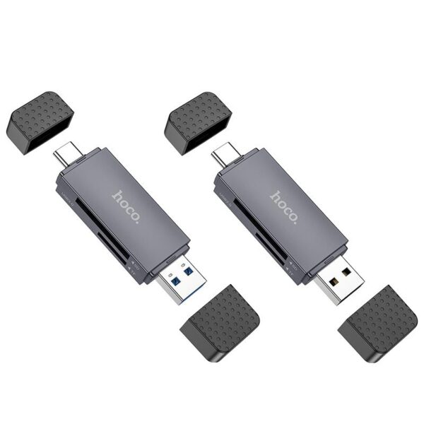 HOCO HB45 SPIRIT 2-IN-1 CARD READER(USB3.0-TYPEC3.0),ΓΚΡΙ