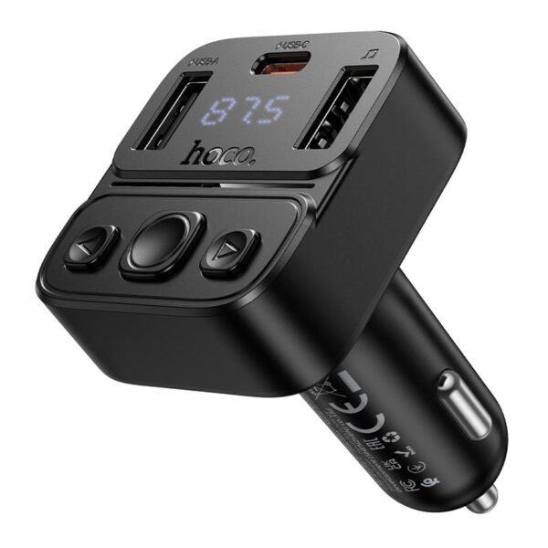 HOCO E87 DELTA CAR BLUETOOTH FM TRANSMITTER, 35W, ΜΑΥΡΟ