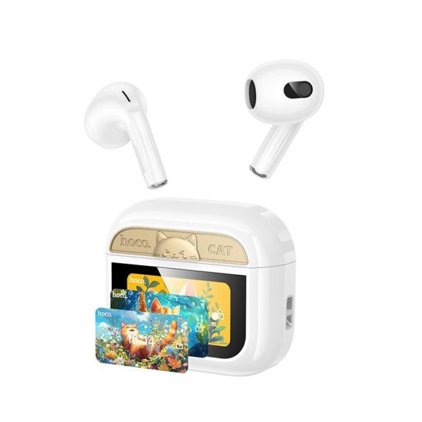 HOCO EW87 GATA BLUETOOTH HEADSET, TWS, TOUCHSCREEN, ΛΕΥΚΑ
