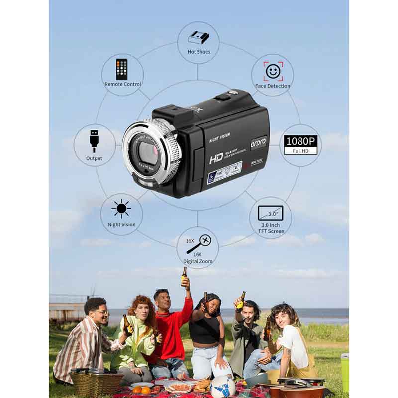 Andowl Ψηφιακή βιντεοκάμερα 1080P HD 20MP TFT LCD 16X 4KDV Q-DV16X - Image 4