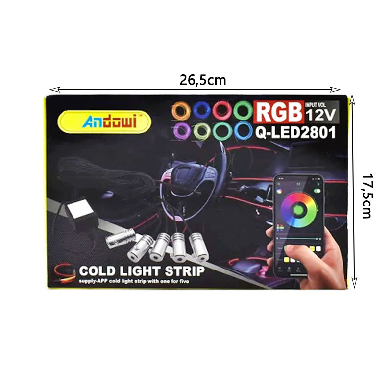 Andowl Διακοσμητικός Φωτισμός Αυτοκινήτου LED Q-LED2801 - Car Decorative Lighting with Color Control - Image 3