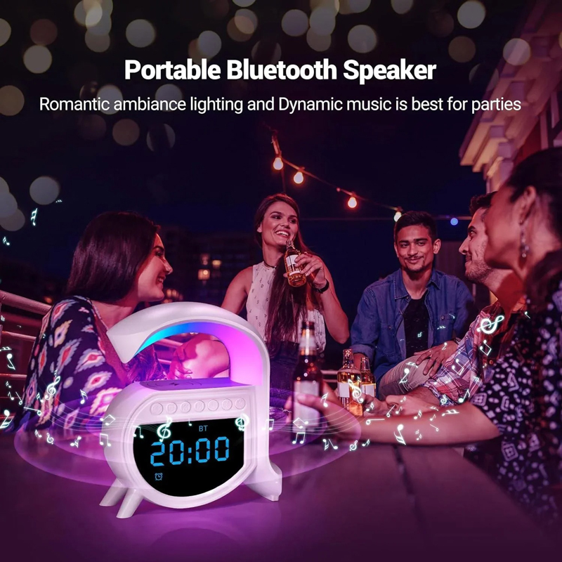 Andowl Ηχείο 4 σε 1 με Bluetooth, ασύρματο φορτιστή, ξυπνητήρι & ρολόι 15W 5A Pro - Wireless Charging Speaker - Image 2