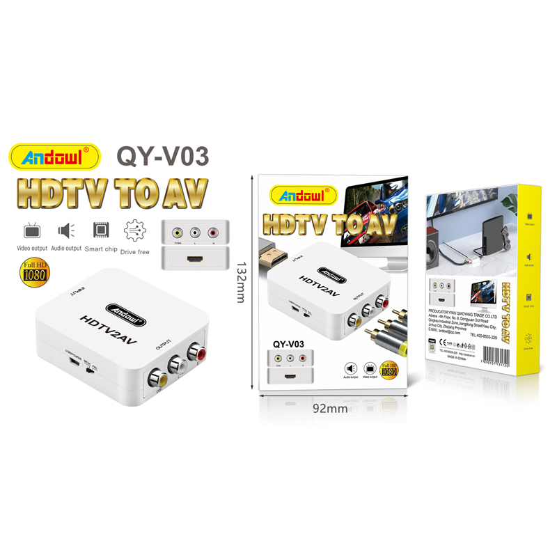 Andowl Μετατροπέας HDTV female σε AV QY-V03 - HDTV to AV Converter - Image 1
