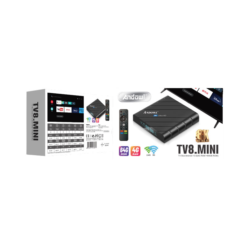 Andowl TV8.Mini Box8K GPU 4GB RAM και 64GB Αποθηκευτικό Χώρο με Λειτουργικό Android 13.0 - TV8.Mini Box - Image 1