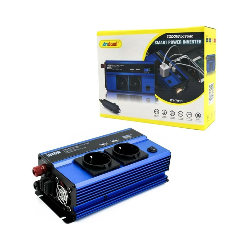 ANDOWL QY-7011 Μετατροπέας Ισχύος Αυτοκινήτου 1000W 12V 220V με 2xUSB - Smart power inverter - Image 1