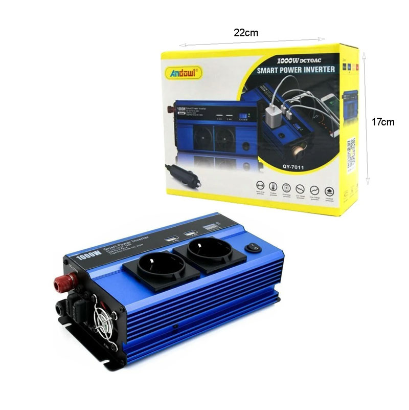 ANDOWL QY-7011 Μετατροπέας Ισχύος Αυτοκινήτου 1000W 12V 220V με 2xUSB - Smart power inverter - Image 8