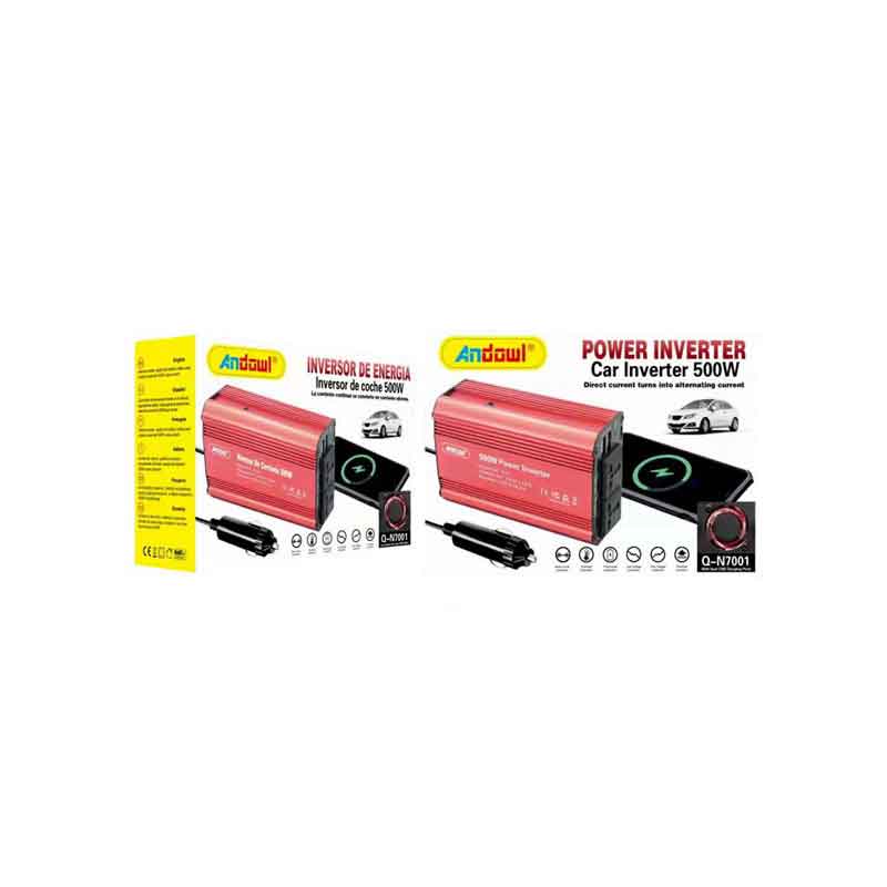 Andowl Inverter Αυτοκινήτου Τροποποιημένου Ημιτόνου 500W για Μετατροπή 12V DC σε 220V AC Q-N7001 - Power Inverter - Image 1