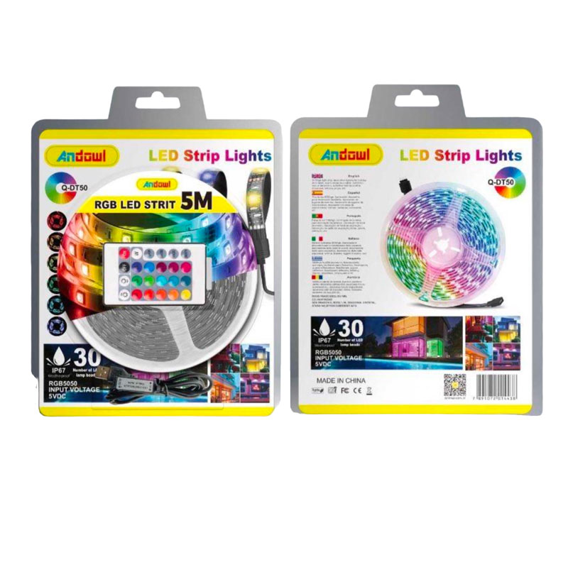 Andowl Αδιάβροχη Ταινία LED Τροφοδοσίας USB (5V) RGB Μήκους 5m και 6 LED ανά Μέτρο με Τηλεχειριστήριο Τύπου SMD5050 Q-DT50 - LED strip lights - Image 5