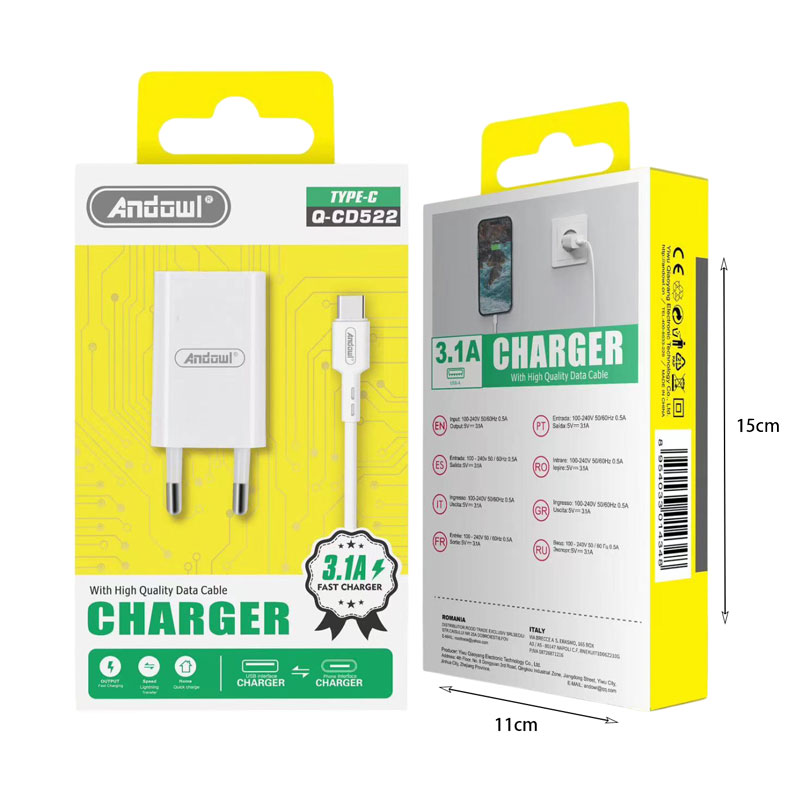 Andowl Φορτιστής με καλώδιο Type-C 1.5A Q-CD522 - Charger - Image 2