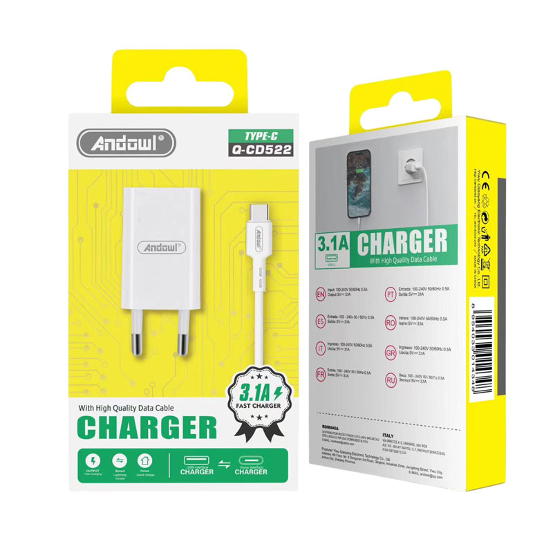Andowl Φορτιστής με καλώδιο Type-C 1.5A Q-CD522 - Charger - Image 1