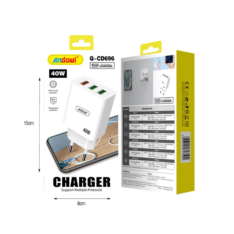 Andowl Φορτιστής με 3 θύρες USB 40W Q-CD696 - Charger - Image 2