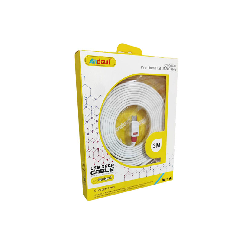 Andowl Καλώδιο φόρτισης USB 3 μέτρων με Type-C QY-C069B - USB Data Cable - Image 3