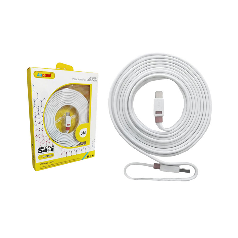 Andowl Καλώδιο φόρτισης USB 3 μέτρων με Type-C QY-C069B - USB Data Cable - Image 1
