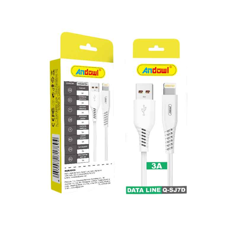 Andowl Καλώδιο φόρτισης USB σε Lightning 3A Q-SJ7D- USB Data Cable - Image 1
