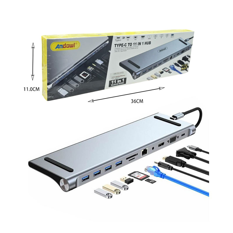 Andowl Q-HU990 USB-C Docking Station με HDMI 4K PD Ethernet - Image 1