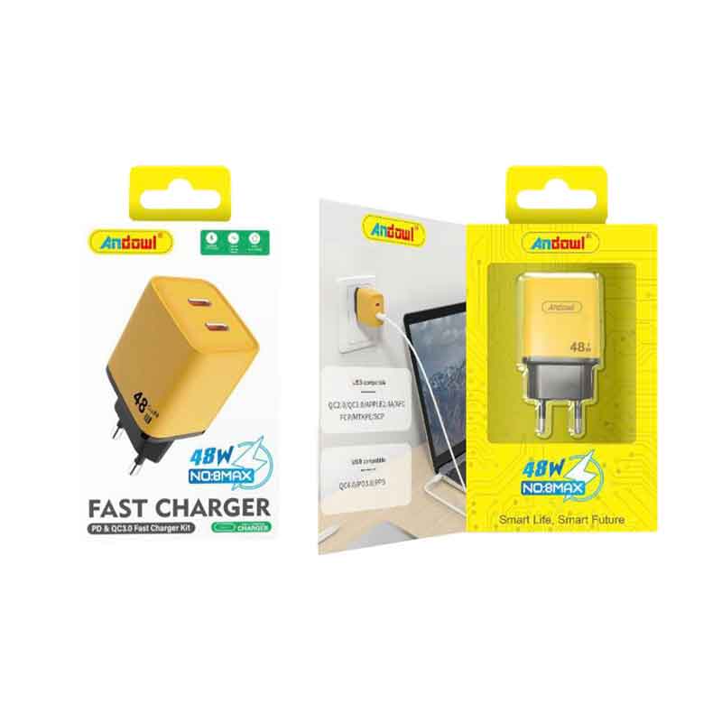 Andowl Φορτιστής Χωρίς Καλώδιο με 2 Θύρες USB-C 48W 8MAX - Fast charger - Image 1