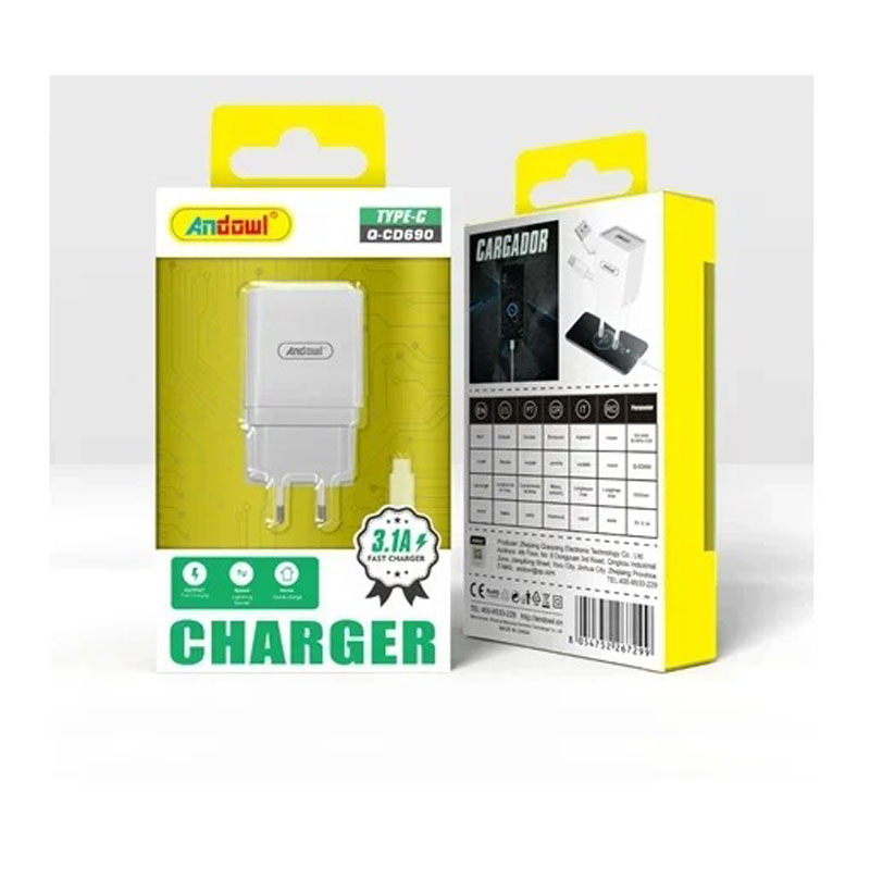 Φορτιστής κινητού με καλώδιο Type-C Andowl Q-CD690-Mobile charger with Type-C cable Andowl Q-CD690 - Image 2