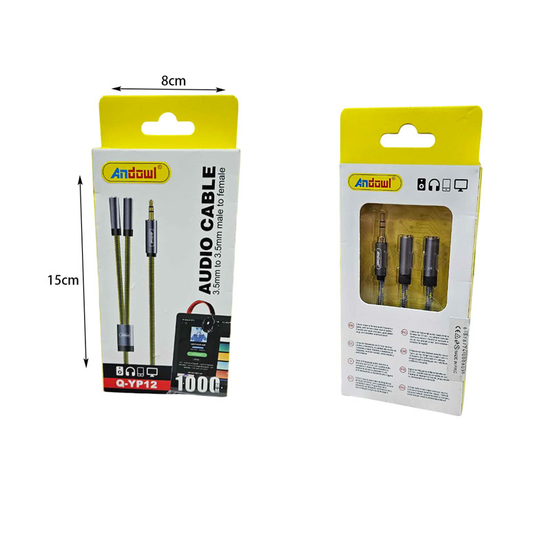 Andowl Καλώδιο Audio 3.5mm 3.5mm Αρσενικό Διπλό Θηλυκό Q-YP12 - Audio Cable - Image 2