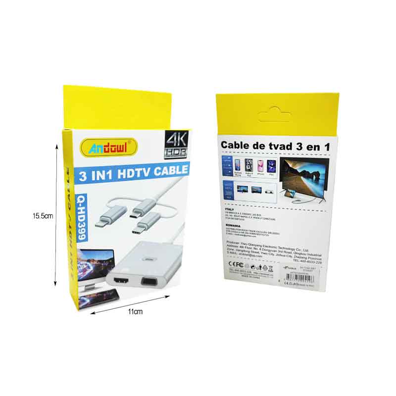 Andowl HDTV Καλώδιο 3 σε 1 Q-HD399 - HDTV Cable - Image 2
