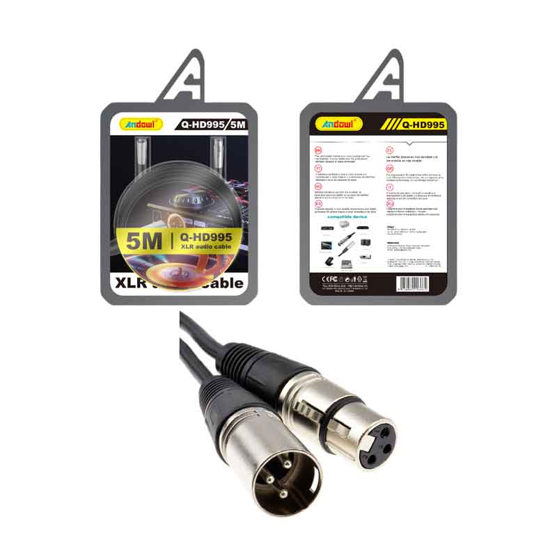 Andowl Καλώδιο XLR Αρσενικό σε Θηλυκό 5m Q-HD995 - XLR Audio Cable - Image 1