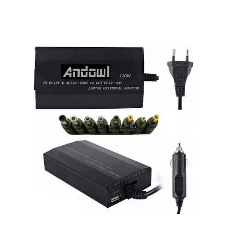 Andowl Universal Φορτιστής Laptop 120W 24V με Αποσπώμενο Καλώδιο Τροφοδοσίας και με σετ βυσμάτων Q-A23 - Power Adaptor - Image 2