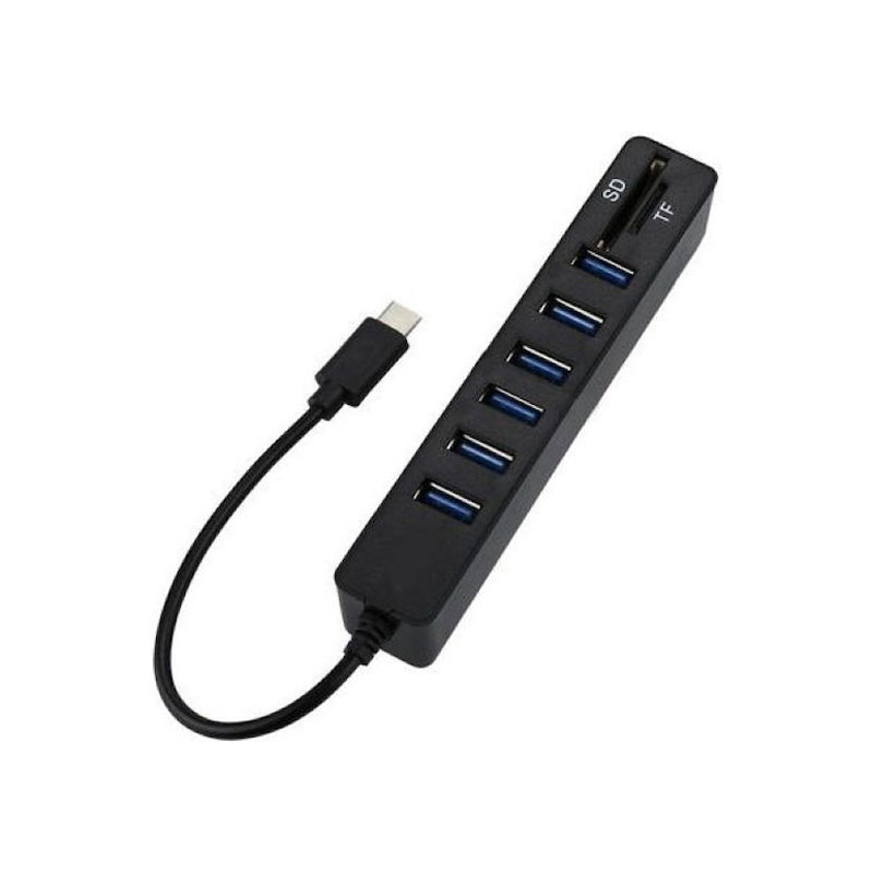 Andowl USB 3.0 Hub 8 Θυρών με σύνδεση USB-C Q-HU300B - Card Reader - Image 2