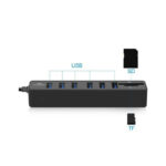 Andowl USB 3.0 Hub 8 Θυρών με σύνδεση USB-C Q-HU300B - Card Reader - Image 3