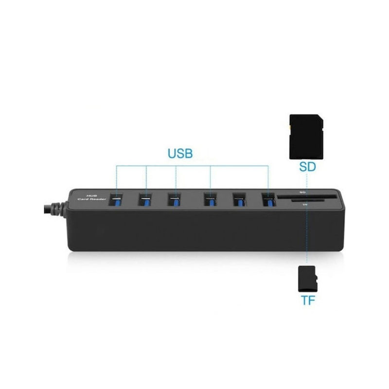 Andowl USB 3.0 Hub 8 Θυρών με σύνδεση USB-C Q-HU300B - Card Reader - Image 3