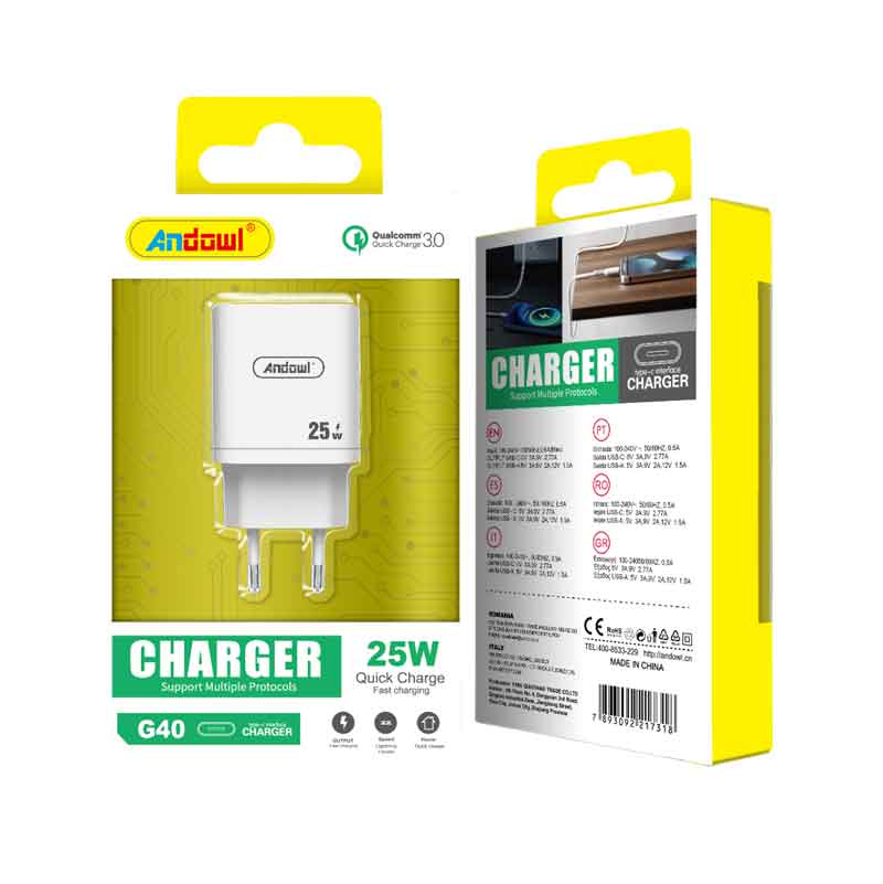 Andowl Φορτιστής Χωρίς Καλώδιο με Θύρα Type-C 25W G40 - Fast charger - Image 1