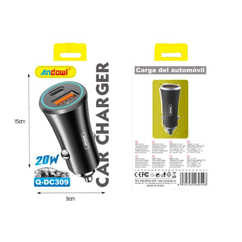 Andowl Φορτιστής αυτοκινήτου 20W Q-DC309 - Car charger - Image 2