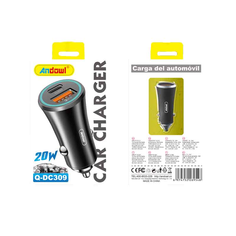 Andowl Φορτιστής αυτοκινήτου 20W Q-DC309 - Car charger - Image 1