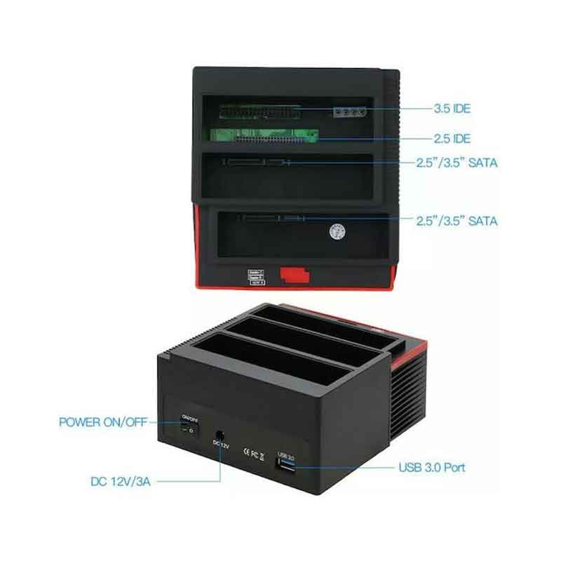 Andowl AN-Q-HD50 Docking Station για 2 Σκληρούς Δίσκους SATA 2.5" / 3.5" με σύνδεση USB 2.0 - All in 1 Multi-function HDD Docking - Image 5