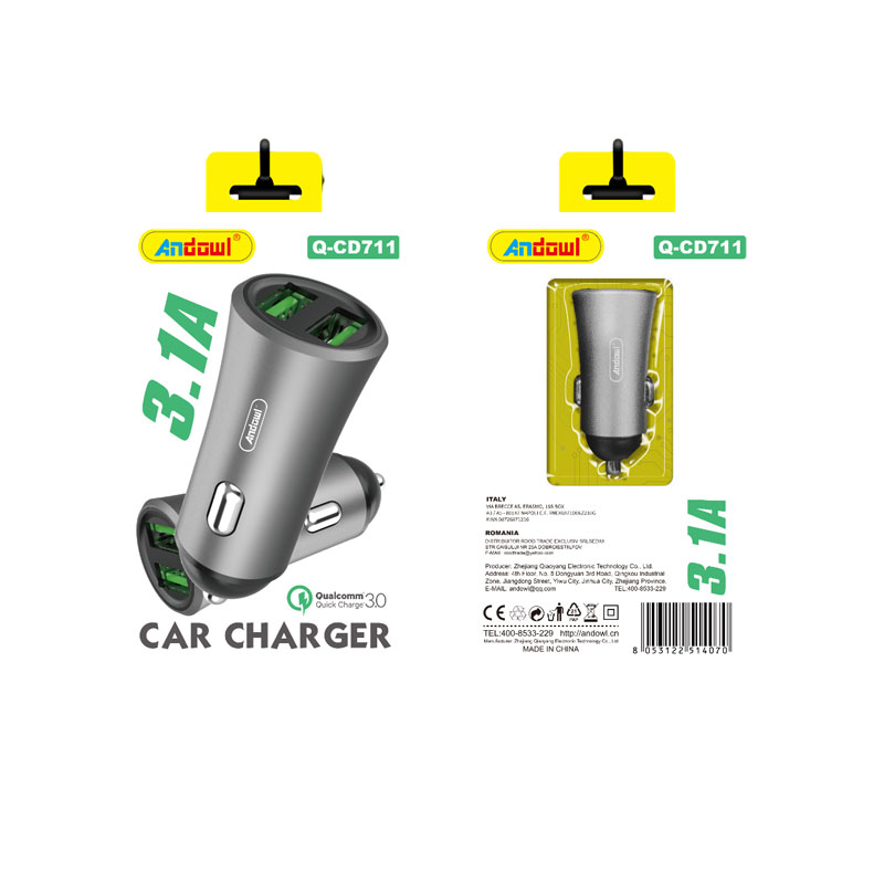 Andowl Φορτιστής αυτοκινήτου 3.1A Q-CD711 - Car charger - Image 1