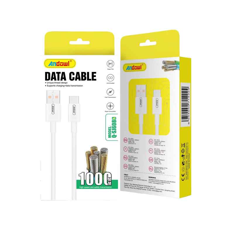 Andowl Καλώδιο δεδομένων USB σε Type-c 3A 1M Q-SJ608 - Data Cable - Image 1