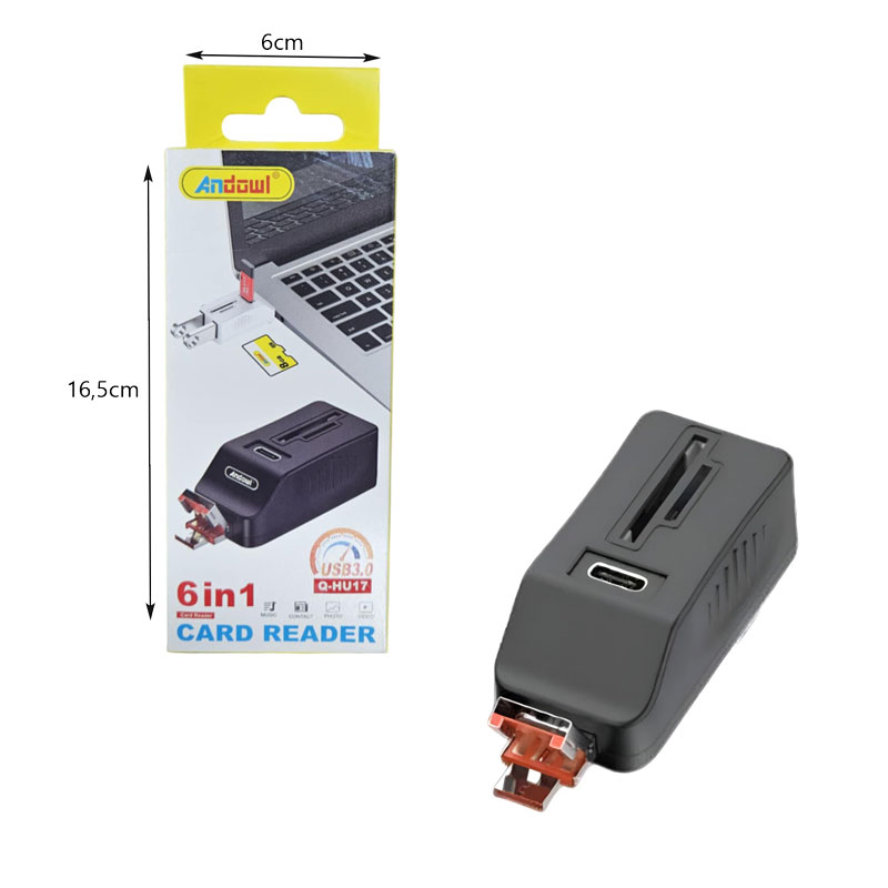 Andowl Αναγνώστης καρτών 6 σε 1 Q-HU17 - Card Reader USB 3.0 - Image 2