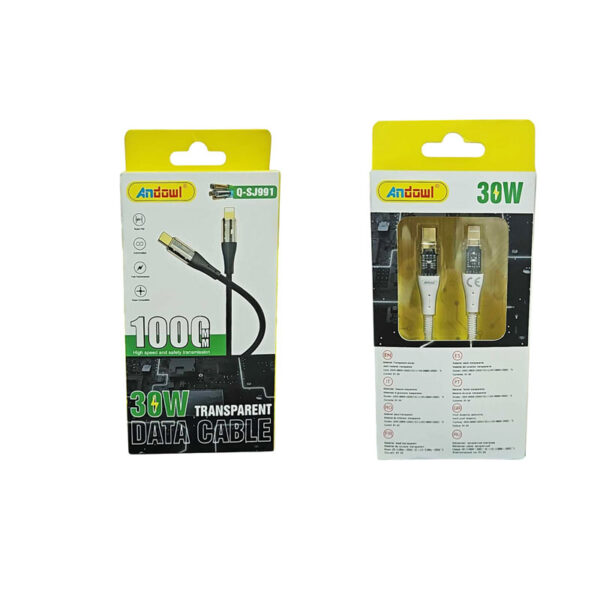 Andowl  Διαφανές καλώδιο δεδομένων 30W Q-SJ991 - Transparent Data Cable