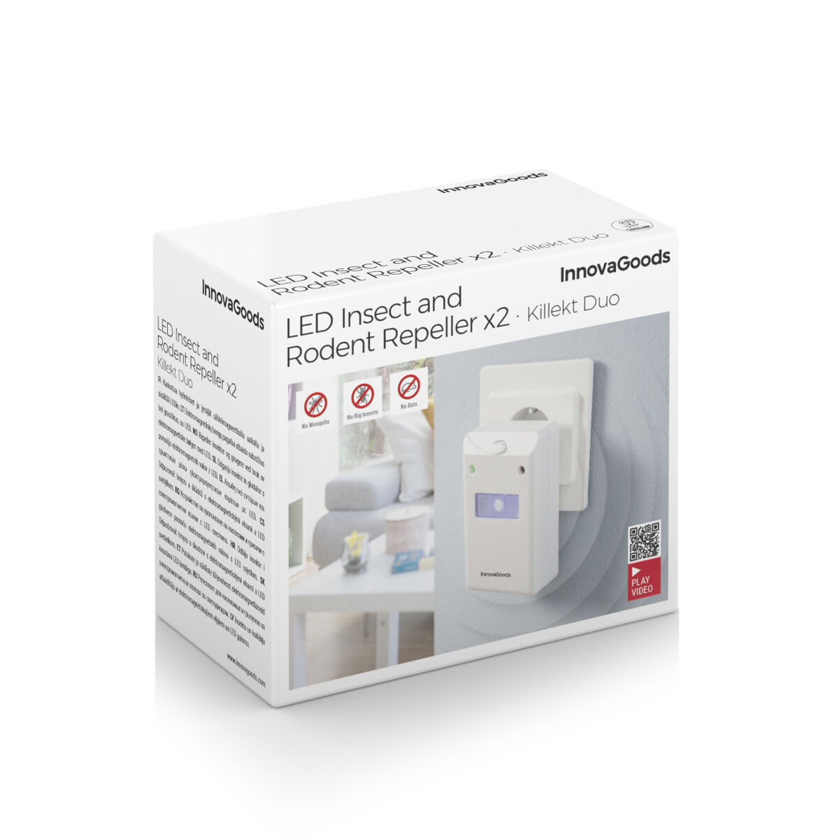 Υπερηχητικό Απωθητικό Παρασίτων με LED Killekt Duo InnovaGoods x2 - Image 2