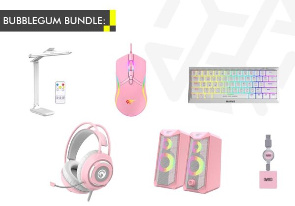 BUBBLEGUM BUNDLE - ΠΟΝΤΙΚΙ, HEADSET, ΗΧΕΙΑ, USB HUB, ΦΩΤΙΣΤΙΚΟ ΓΡΑΦΕΙΟΥ, ΠΛΗΚΤΡΟΛΟΓΙΟ